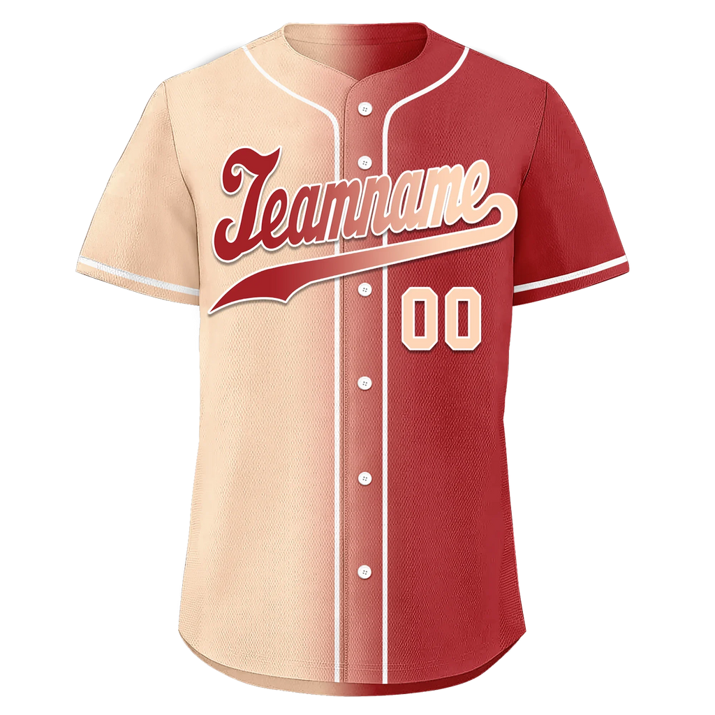 Custom Beige Red Gradient Fashion Personalized Authentic Baseball Jersey BSBJ01-D0a708f - Coolcustomize