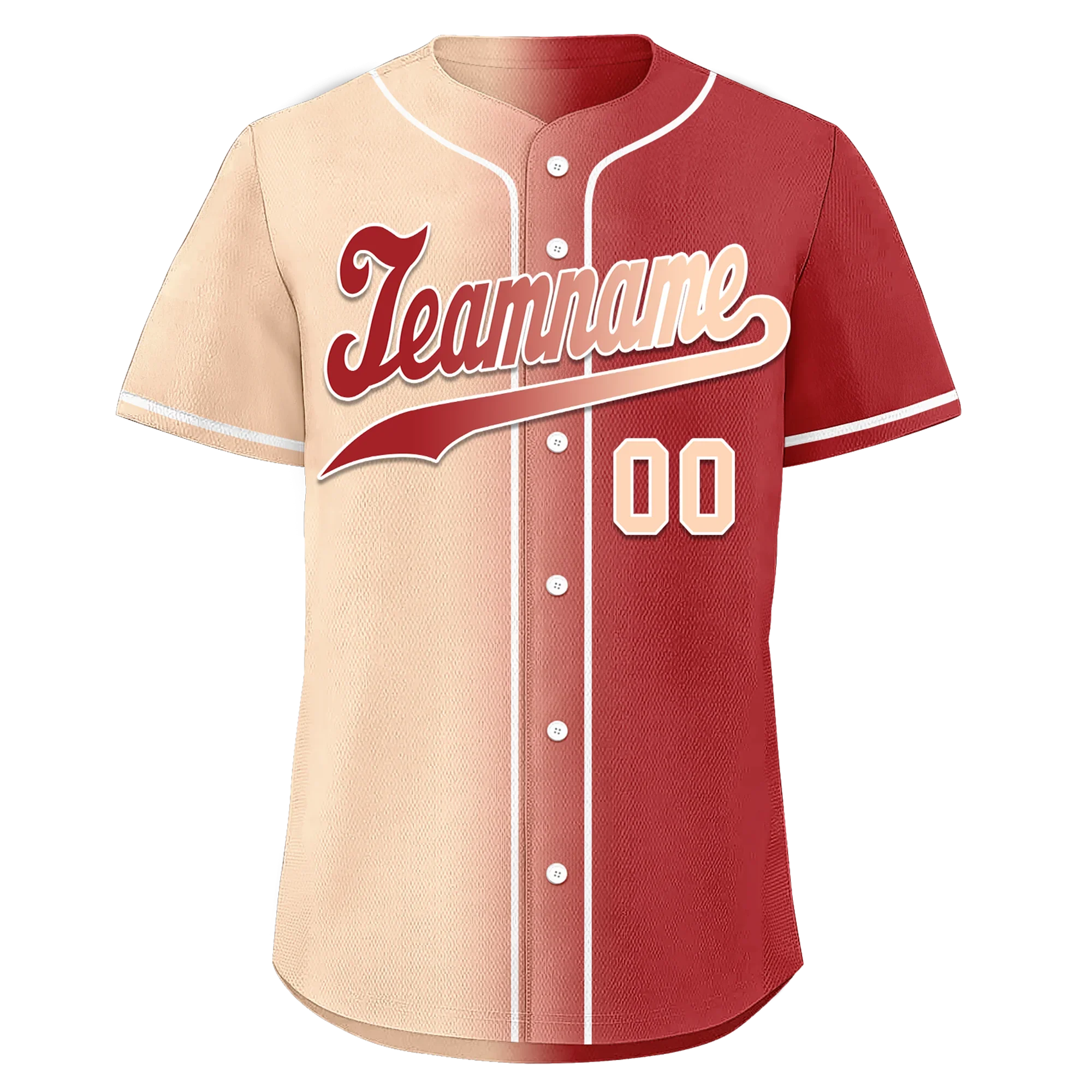 Custom Beige Red Gradient Fashion Personalized Authentic Baseball Jersey BSBJ01-D0a708f - Coolcustomize
