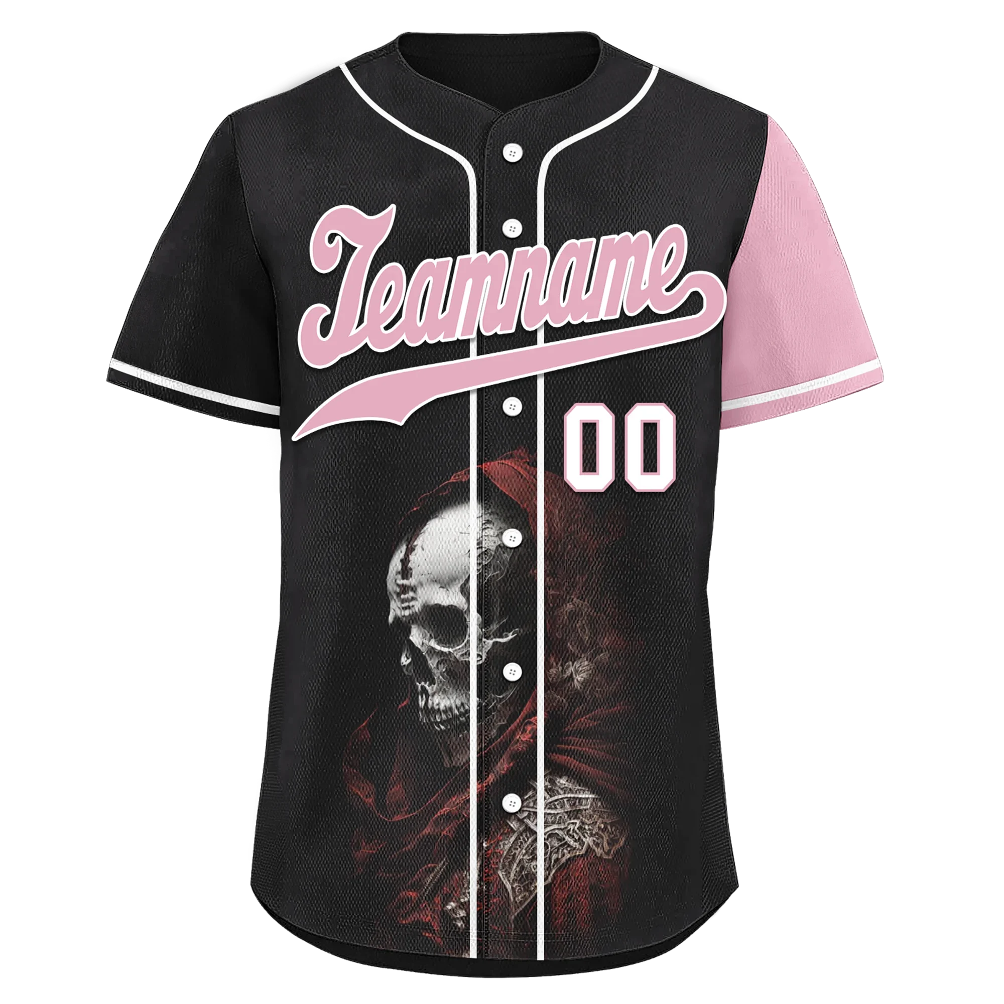 Custom Black Red Skull Fashion Personalized Authentic Baseball Jersey BSBJ01-D017148 - Coolcustomize