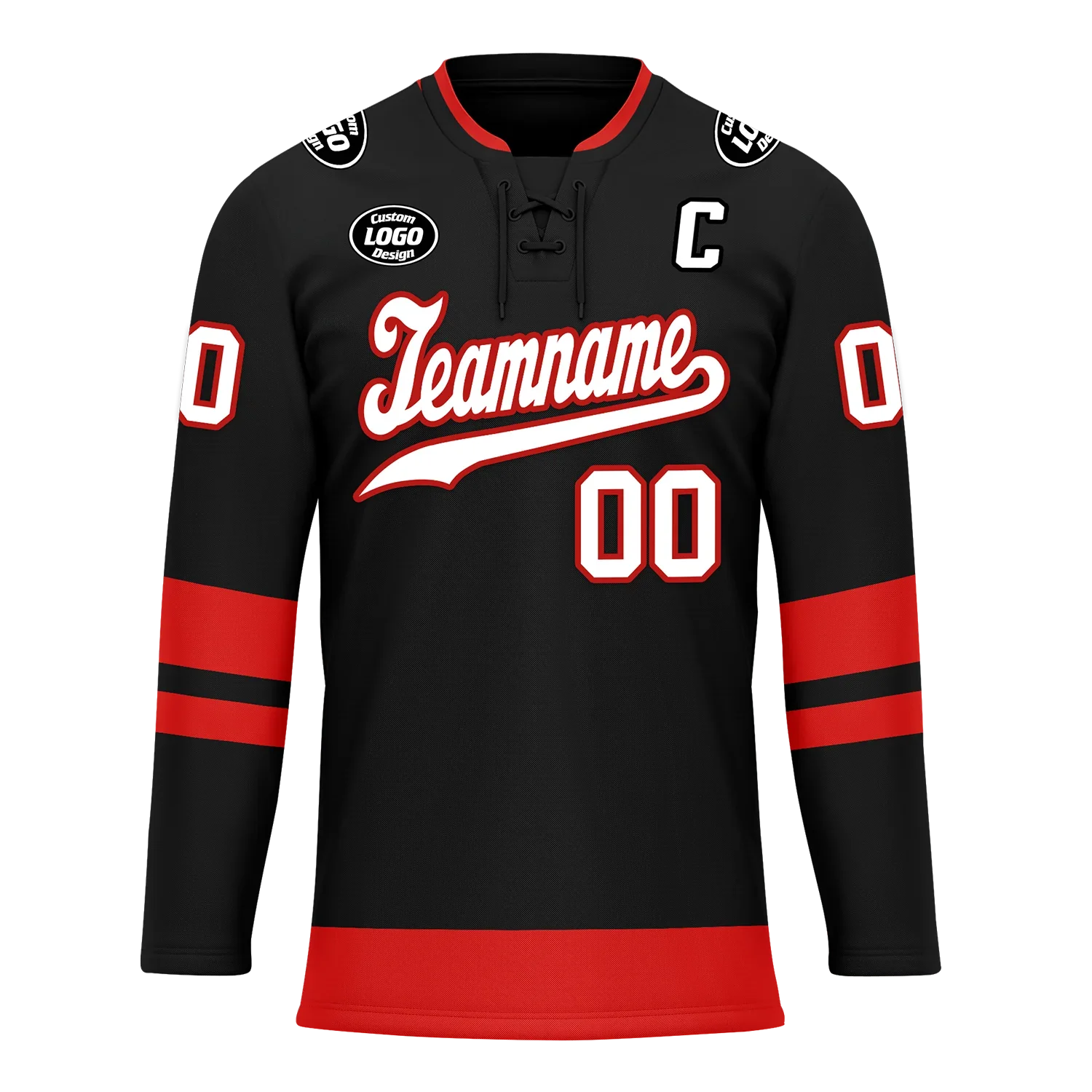 Custom Black Red Personalized Hockey Jersey HCKJ01-D0a700b - Coolcustomize