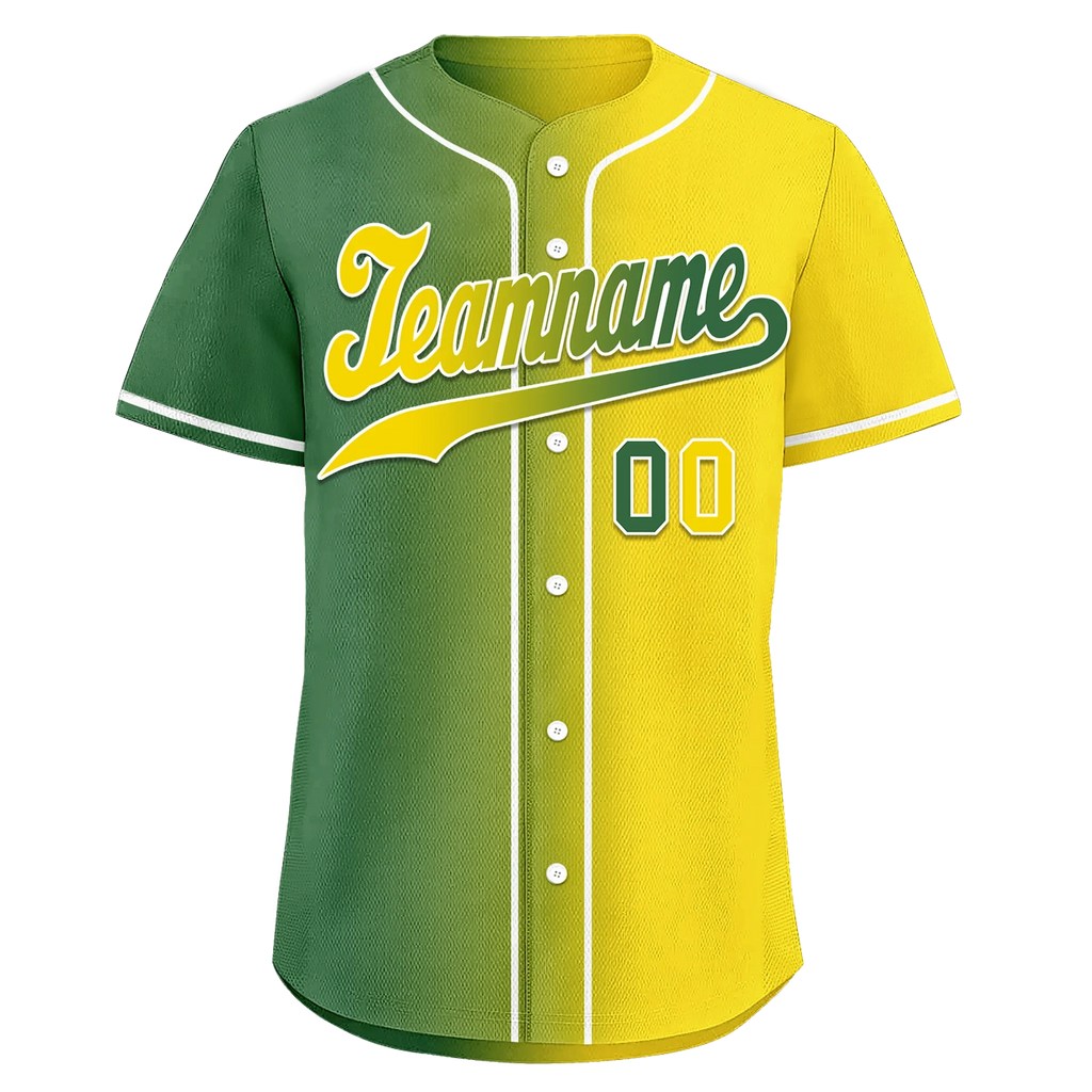 Custom Green Yellow Gradient Fashion Personalized Authentic Baseball Jersey BSBJ01-D0a707d - Coolcustomize
