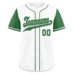 Custom White Green Raglan Sleeves Personalized Authentic Baseball Jersey BSBJ01-D020200-9