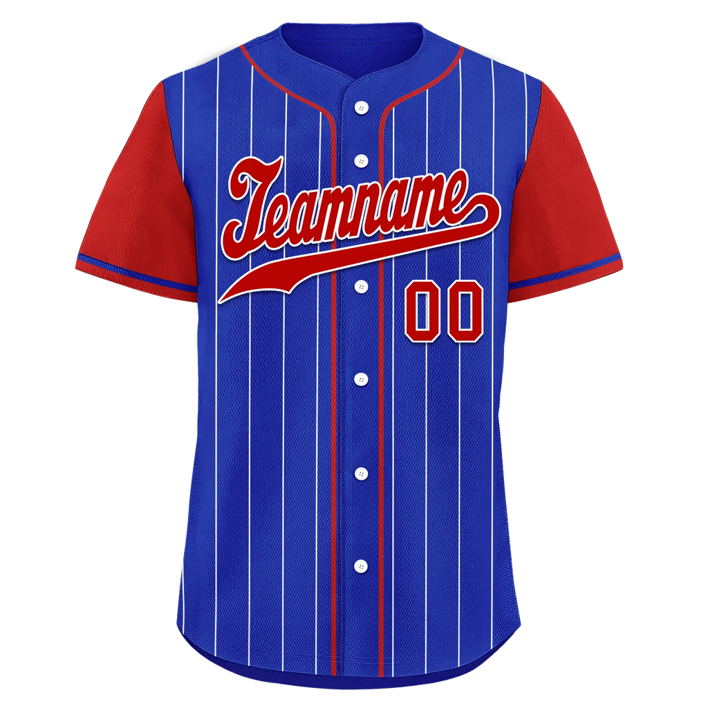 Custom Blue Red Stripe Fashion Personalized Authentic Baseball Jersey BSBJ01-D017215 - Coolcustomize