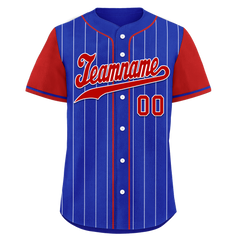 Custom Blue Red Stripe Fashion Personalized Authentic Baseball Jersey BSBJ01-D017215