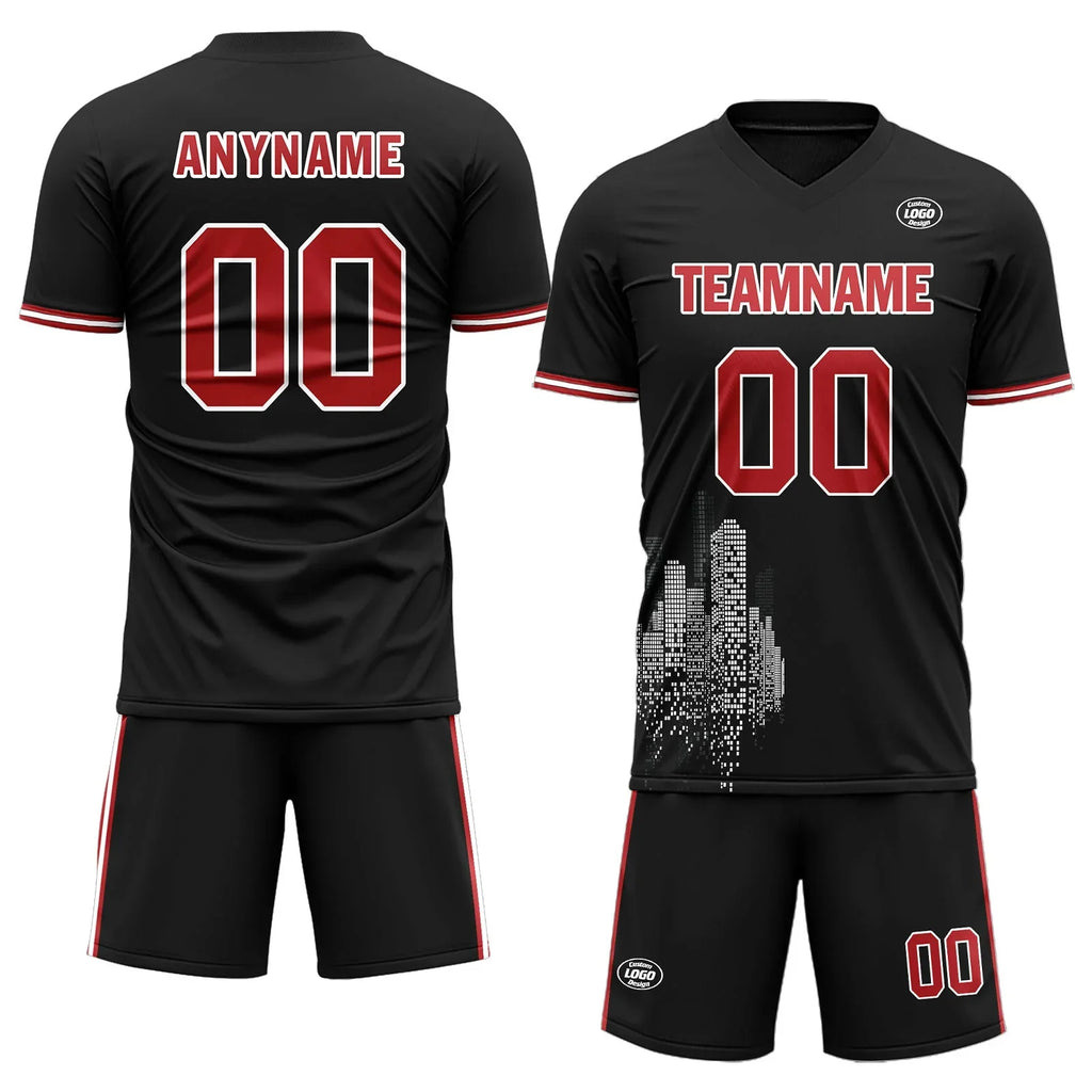 Custom Black Soccer Sets Jersey Personalized SCJ101-D28025 - Coolcustomize