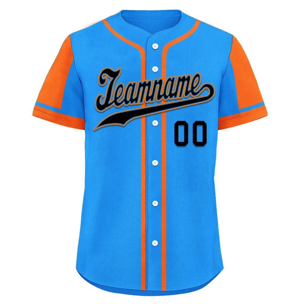 Custom Blue Orange Raglan Sleeves Personalized Authentic Baseball Jersey BSBJ01-D017210 - Coolcustomize