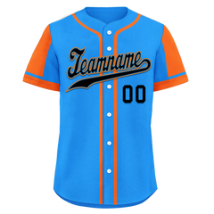 Custom Blue Orange Raglan Sleeves Personalized Authentic Baseball Jersey BSBJ01-D017210