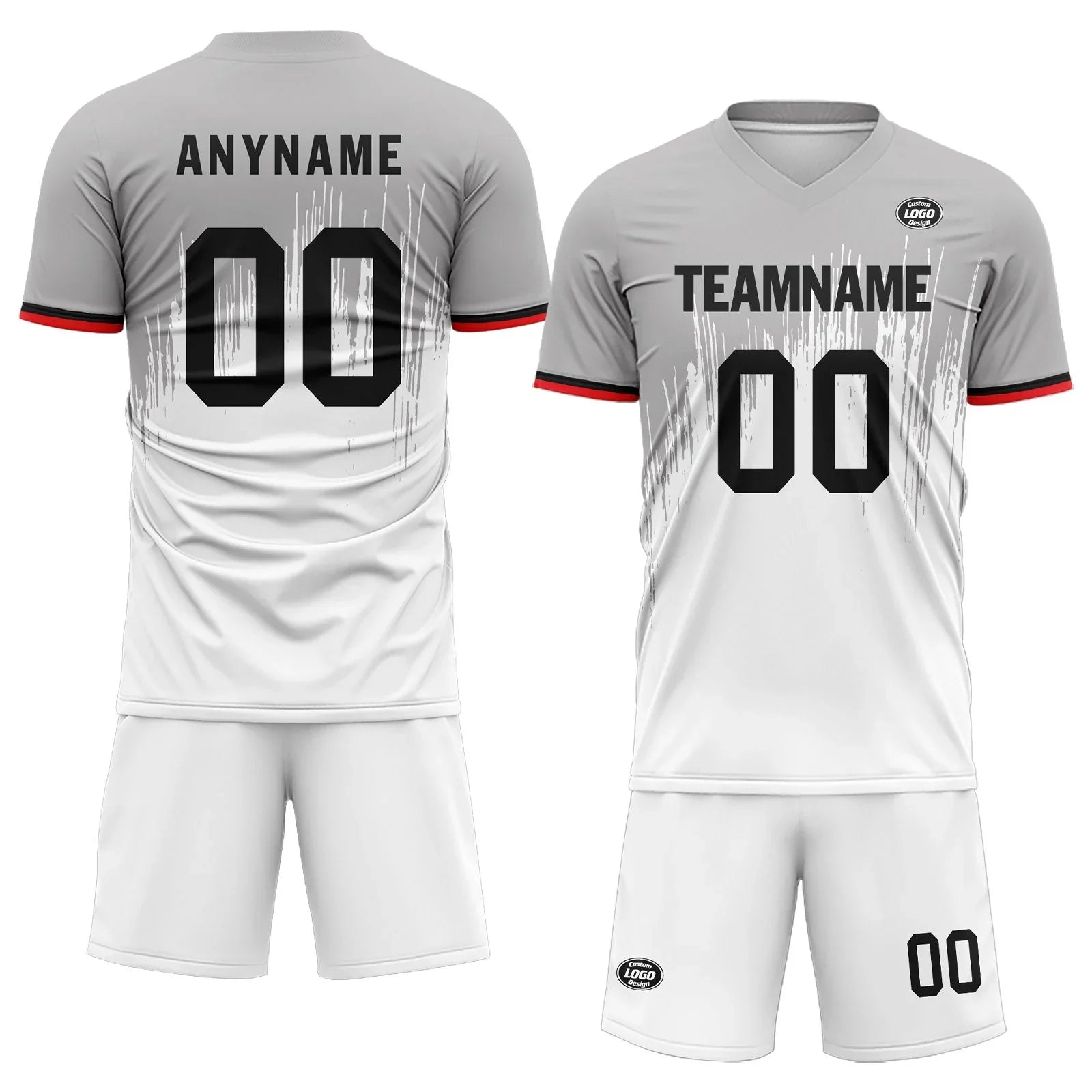 Custom Gray White Soccer Sets Jersey Personalized SCJ101-D28027 - Coolcustomize