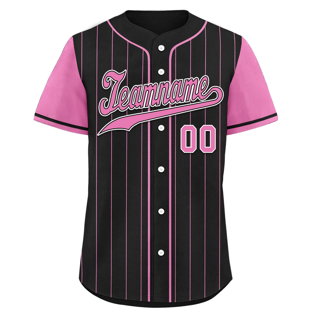 Custom Black Pink Stripe Fashion Personalized Authentic Baseball Jersey BSBJ01-D017226 - Coolcustomize