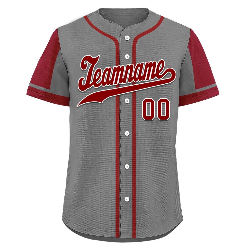 Custom Gray Red Raglan Sleeves Personalized Authentic Baseball Jersey BSBJ01-D017177 - Coolcustomize