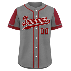 Custom Gray Red Raglan Sleeves Personalized Authentic Baseball Jersey BSBJ01-D017177