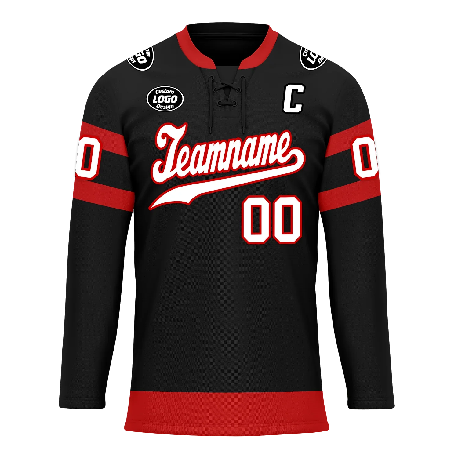 Custom Black Red Personalized Hockey Jersey HCKJ01-D0a70b0 - Coolcustomize