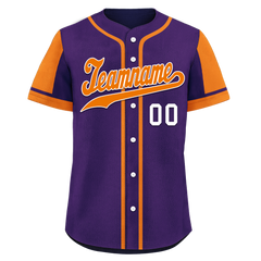 Custom Purple Orange Raglan Sleeves Personalized Authentic Baseball Jersey BSBJ01-D017184