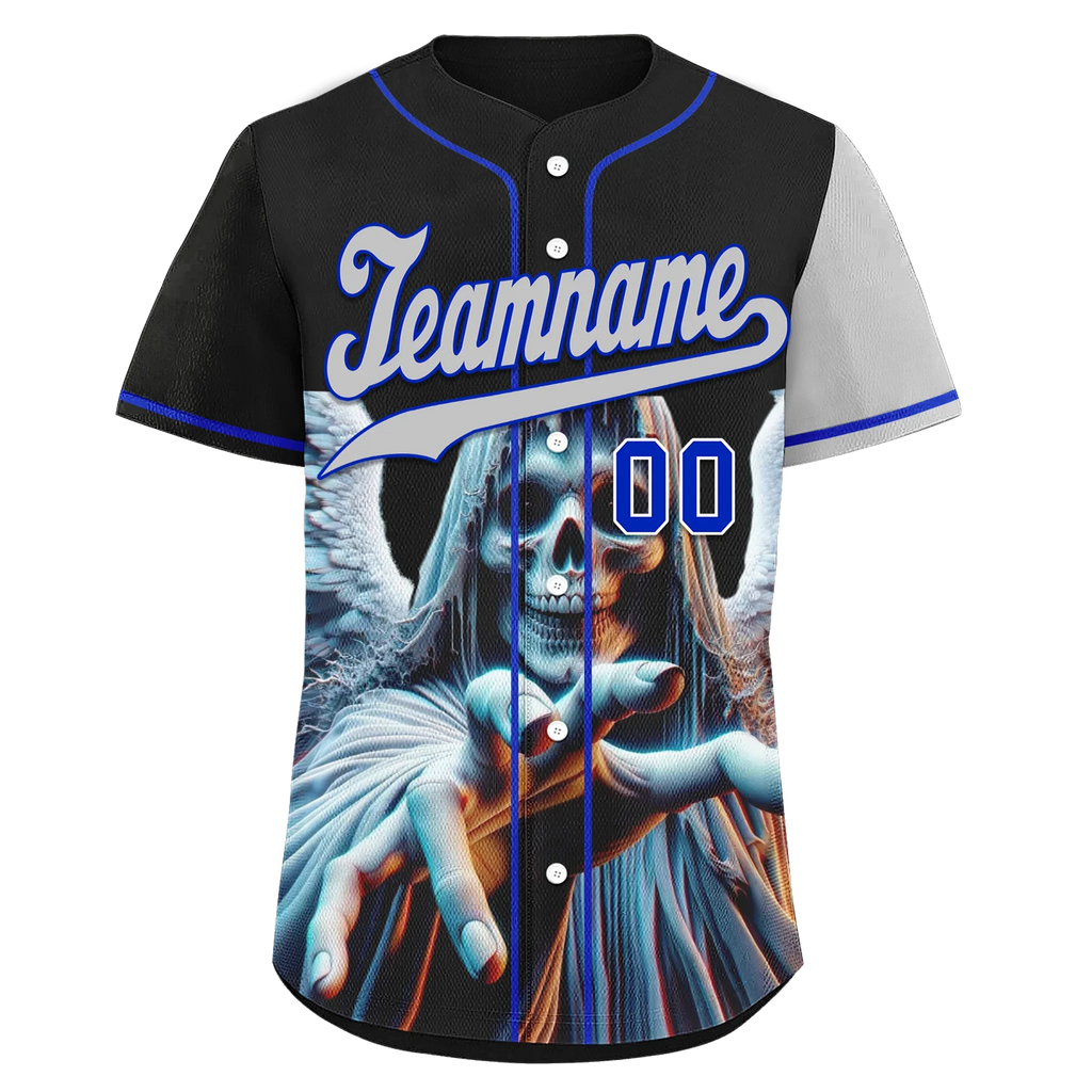 Custom Black Gray Skull Fashion Personalized Authentic Baseball Jersey BSBJ01-D017144 - Coolcustomize