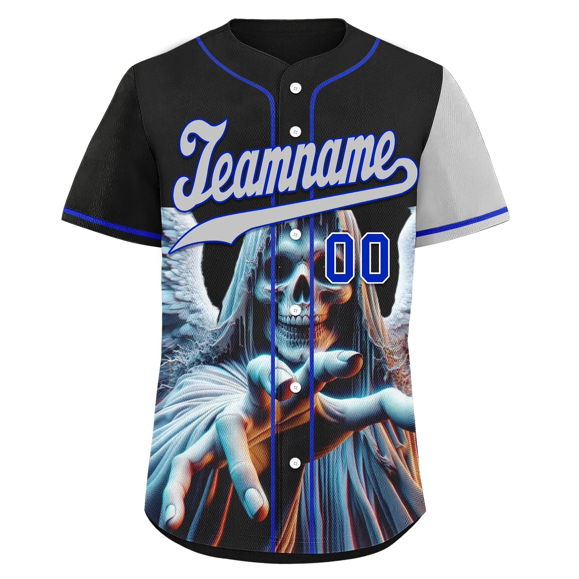 Custom Black Gray Skull Fashion Personalized Authentic Baseball Jersey BSBJ01-D017144 - Coolcustomize