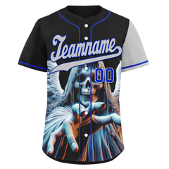 Custom Black Gray Skull Fashion Personalized Authentic Baseball Jersey BSBJ01-D017144