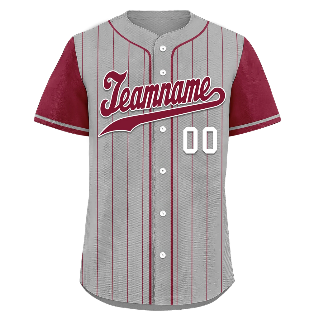 Custom Gray Red Stripe Fashion Personalized Authentic Baseball Jersey BSBJ01-D017260 - Coolcustomize