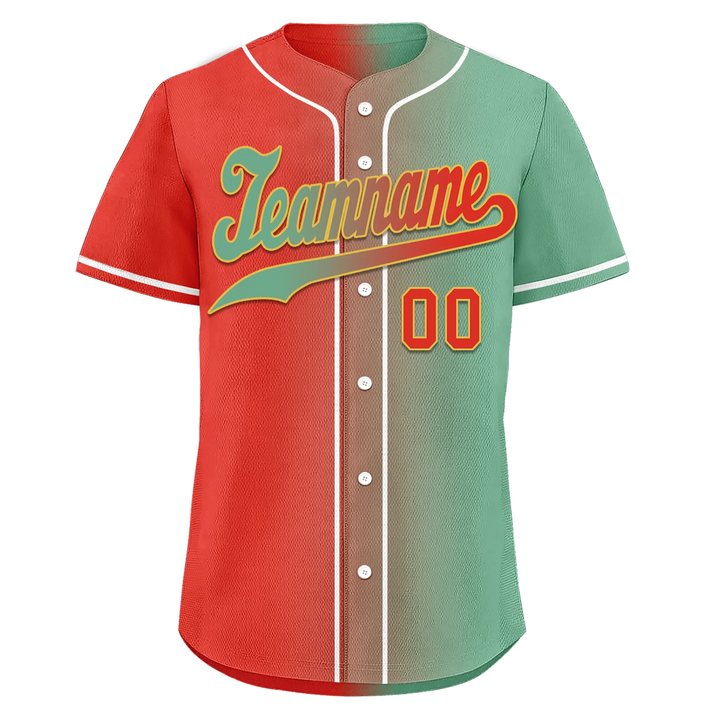 Custom Red Green Gradient Fashion Personalized Authentic Baseball Jersey BSBJ01-D0a7a09 - Coolcustomize