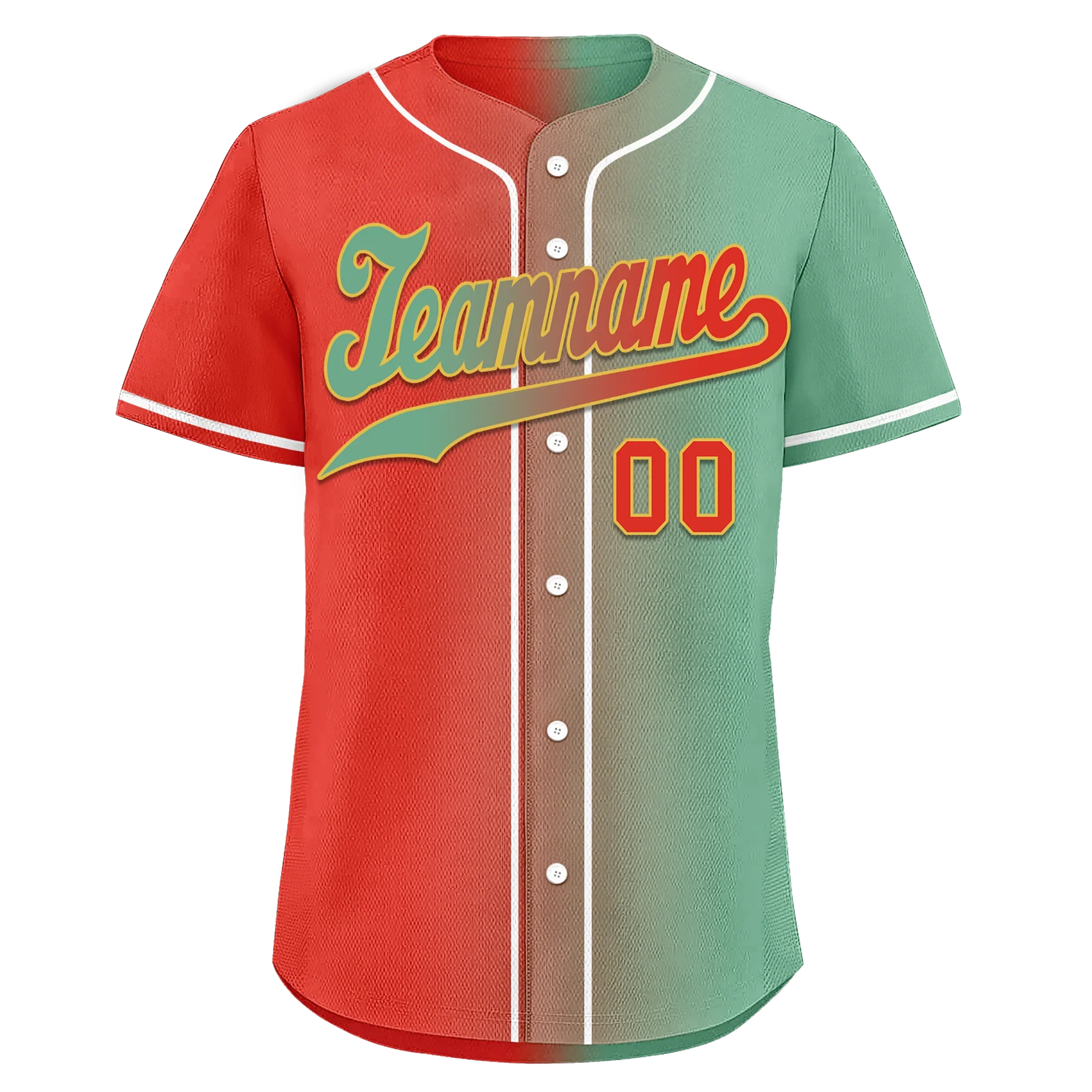 Custom Red Green Gradient Fashion Personalized Authentic Baseball Jersey BSBJ01-D0a7a09 - Coolcustomize