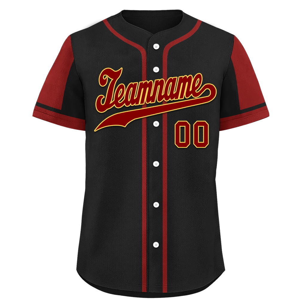 Custom Black Red Raglan Sleeves Personalized Authentic Baseball Jersey BSBJ01-D017176 - Coolcustomize