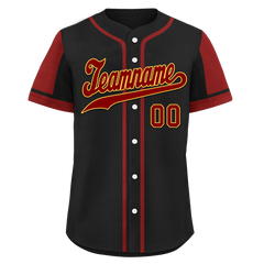 Custom Black Red Raglan Sleeves Personalized Authentic Baseball Jersey BSBJ01-D017176