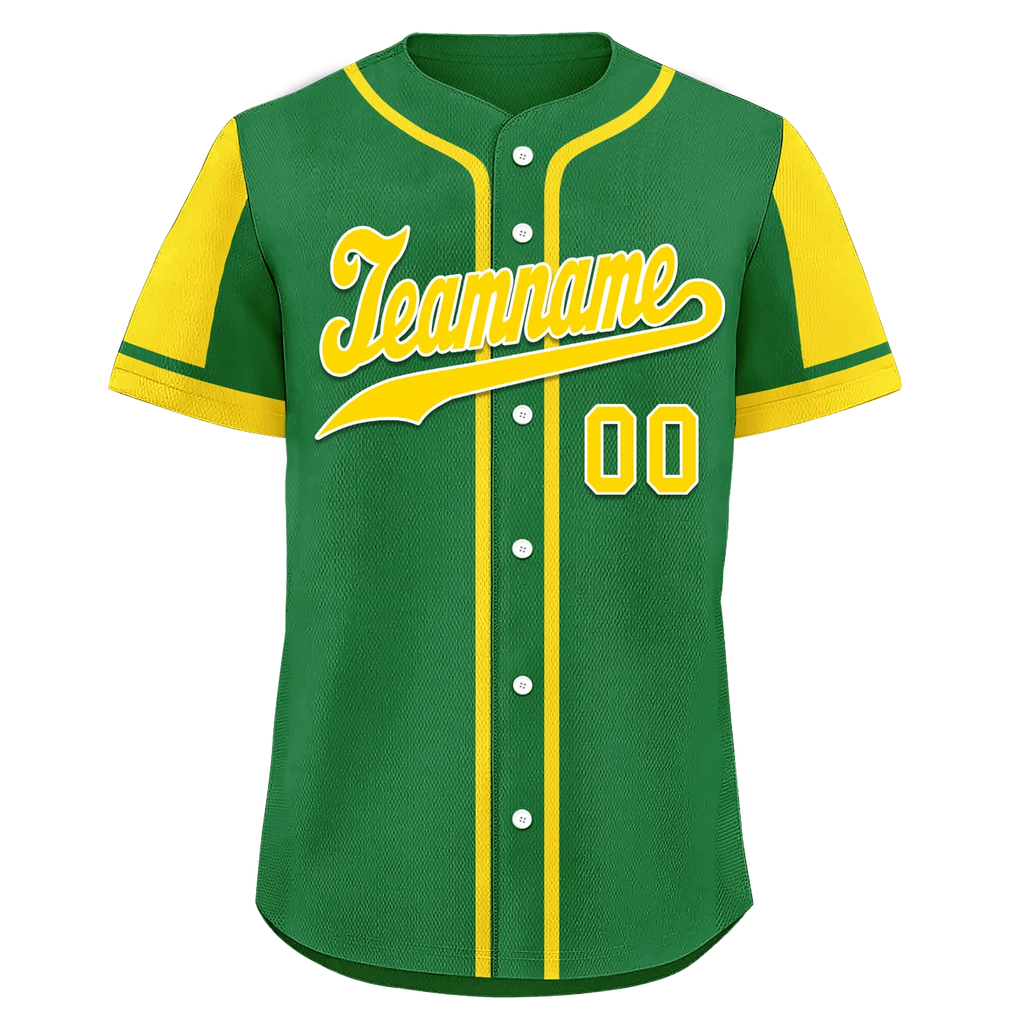 Custom Green Yellow Raglan Sleeves Personalized Authentic Baseball Jersey BSBJ01-D017191 - Coolcustomize