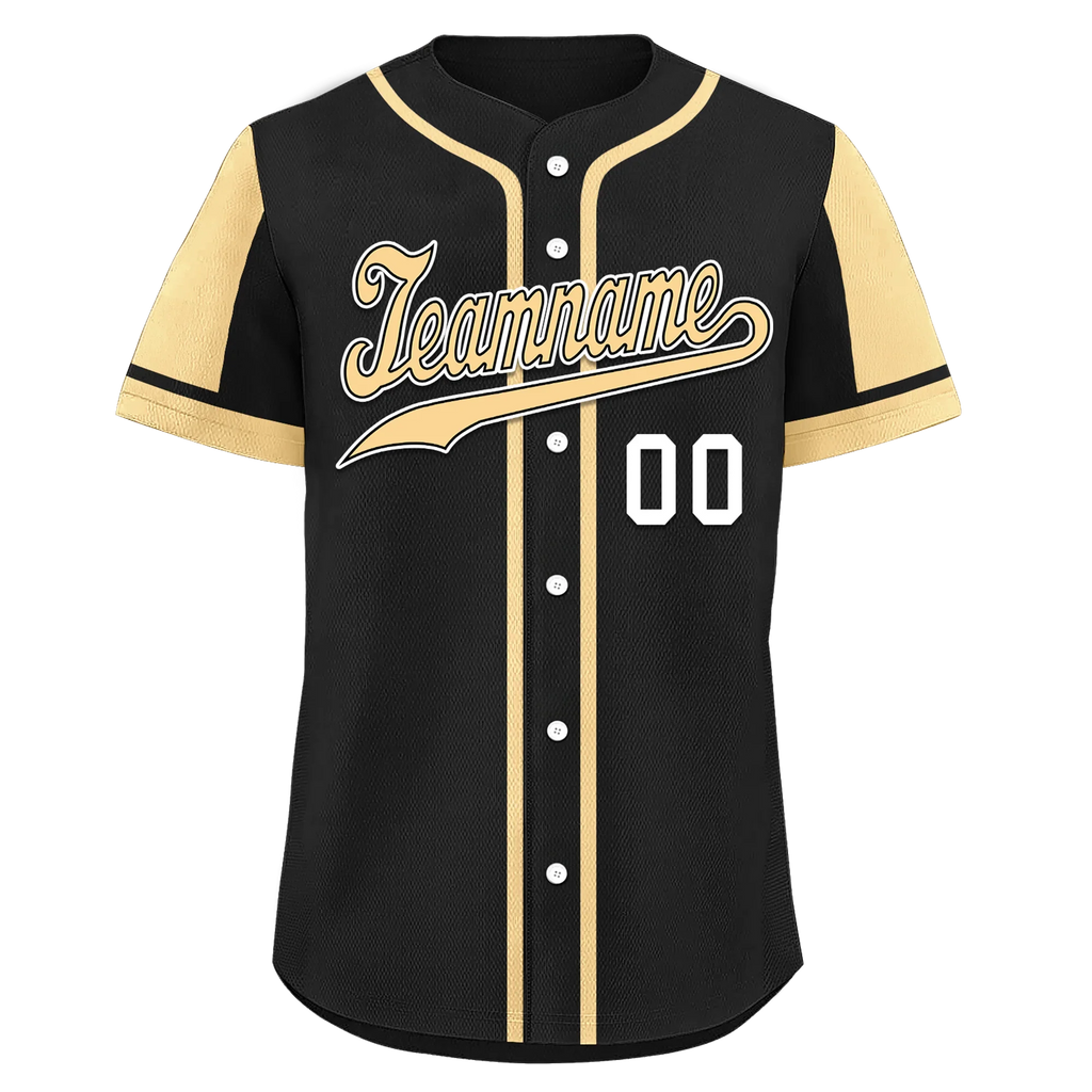 Custom Black Yellow Raglan Sleeves Personalized Authentic Baseball Jersey BSBJ01-D017196 - Coolcustomize