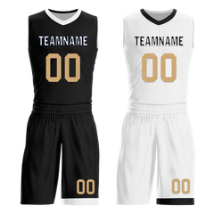 Custom Black White Classic Style Reversible Basketball Uniform Personalized COOLMAX BBJR-D017044