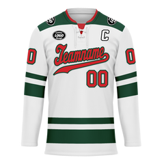 Custom White Green Personalized Hockey Jersey HCKJ01-D0a70c0