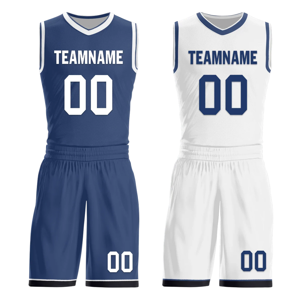 Custom Blue White Classic Style Reversible Basketball Uniform Personalized Ordinary BBJR-D017053 - Coolcustomize