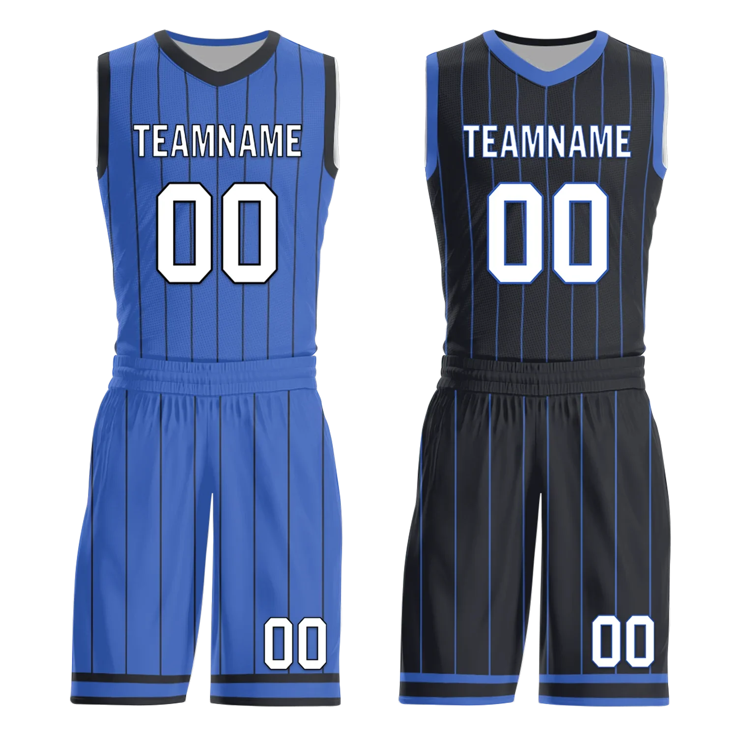 Custom Blue Black Classic Style Reversible Basketball Uniform Personalized COOLMAX BBJR-D017055 - Coolcustomize