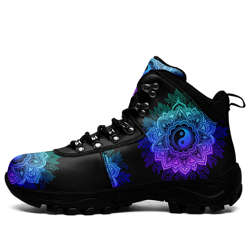 Personalized Boho Yin Yang Outdoor Combat Boots – Lightweight Non-Slip Spiritual Walking Shoes