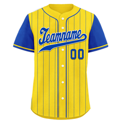 Custom Yellow Blue Stripe Fashion Personalized Authentic Baseball Jersey BSBJ01-D017240