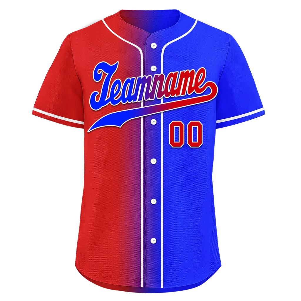 Custom Red Blue Gradient Fashion Personalized Authentic Baseball Jersey BSBJ01-D0a707b - Coolcustomize