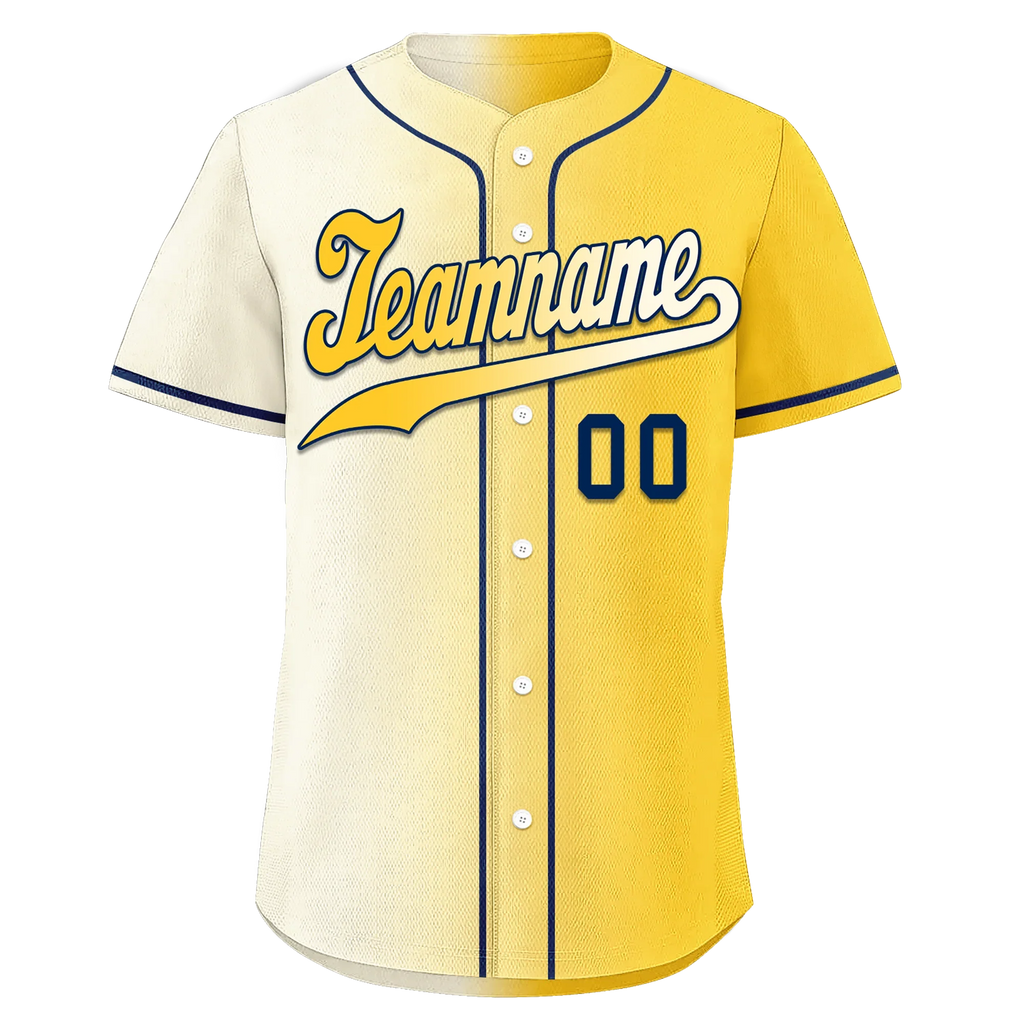 Custom White Yellow Gradient Fashion Personalized Authentic Baseball Jersey BSBJ01-D0a709f - Coolcustomize