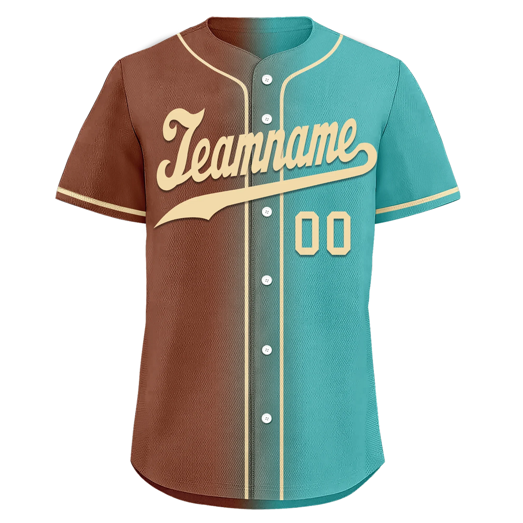 Custom Brown Cyan Gradient Fashion Personalized Authentic Baseball Jersey BSBJ01-D0a7088 - Coolcustomize