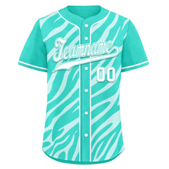 Custom Turquoise White Zebra Pattern Personalized Authentic Baseball Jersey BSBJ01-D020201-11