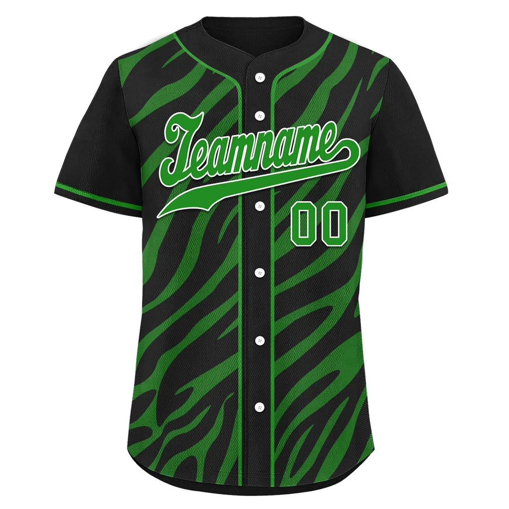 Custom Black Forest Green Zebra Pattern Personalized Authentic Baseball Jersey BSBJ01-D020201-25 - Coolcustomize