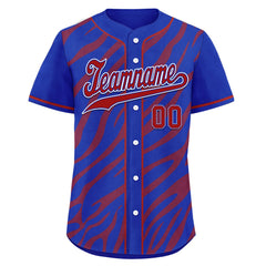 Custom Blue Red Zebra Pattern Personalized Authentic Baseball Jersey BSBJ01-D020201-22