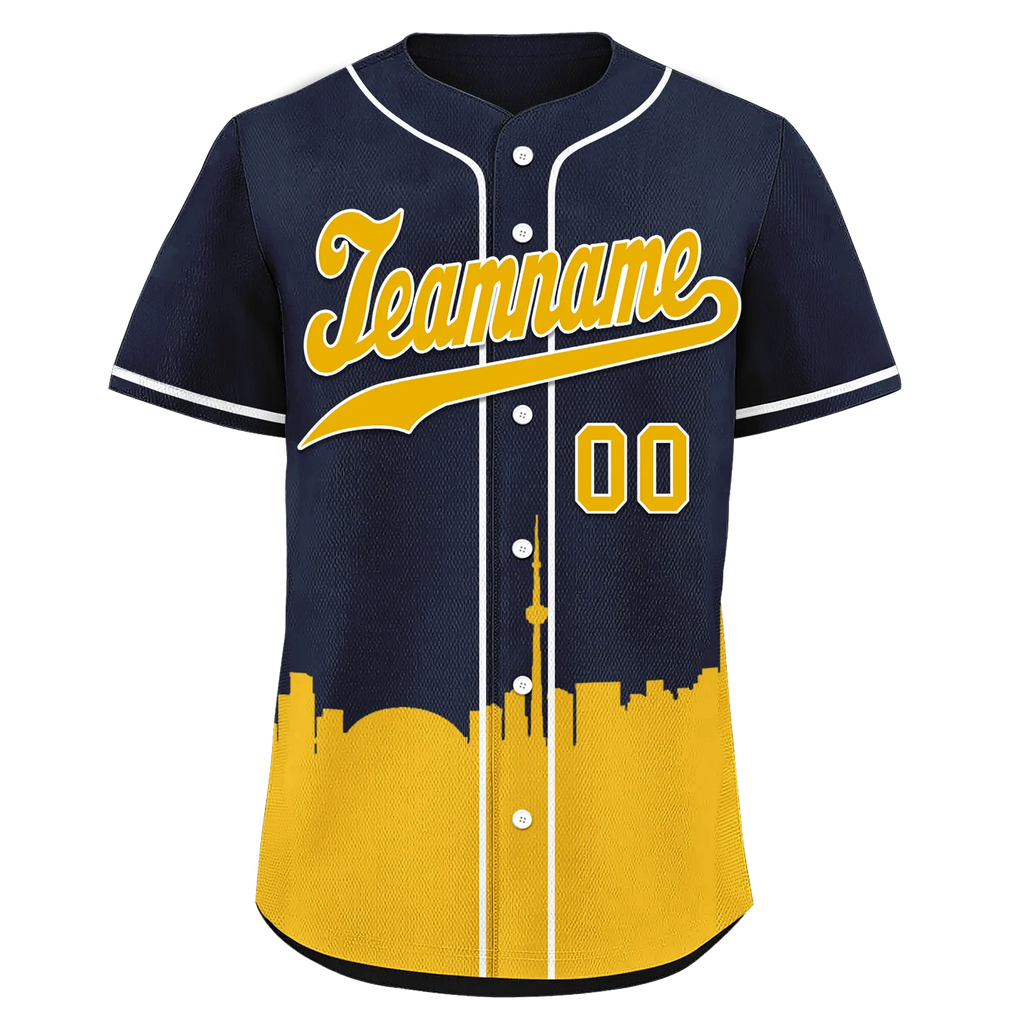 Custom Blue Yellow City Edition Personalized Authentic Baseball Jersey BSBJ01-D017135 - Coolcustomize