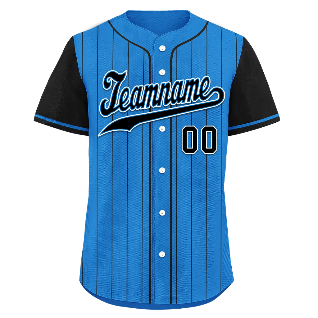 Custom Blue Black Stripe Fashion Personalized Authentic Baseball Jersey BSBJ01-D017213 - Coolcustomize
