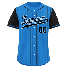 Custom Blue Black Stripe Fashion Personalized Authentic Baseball Jersey BSBJ01-D017213