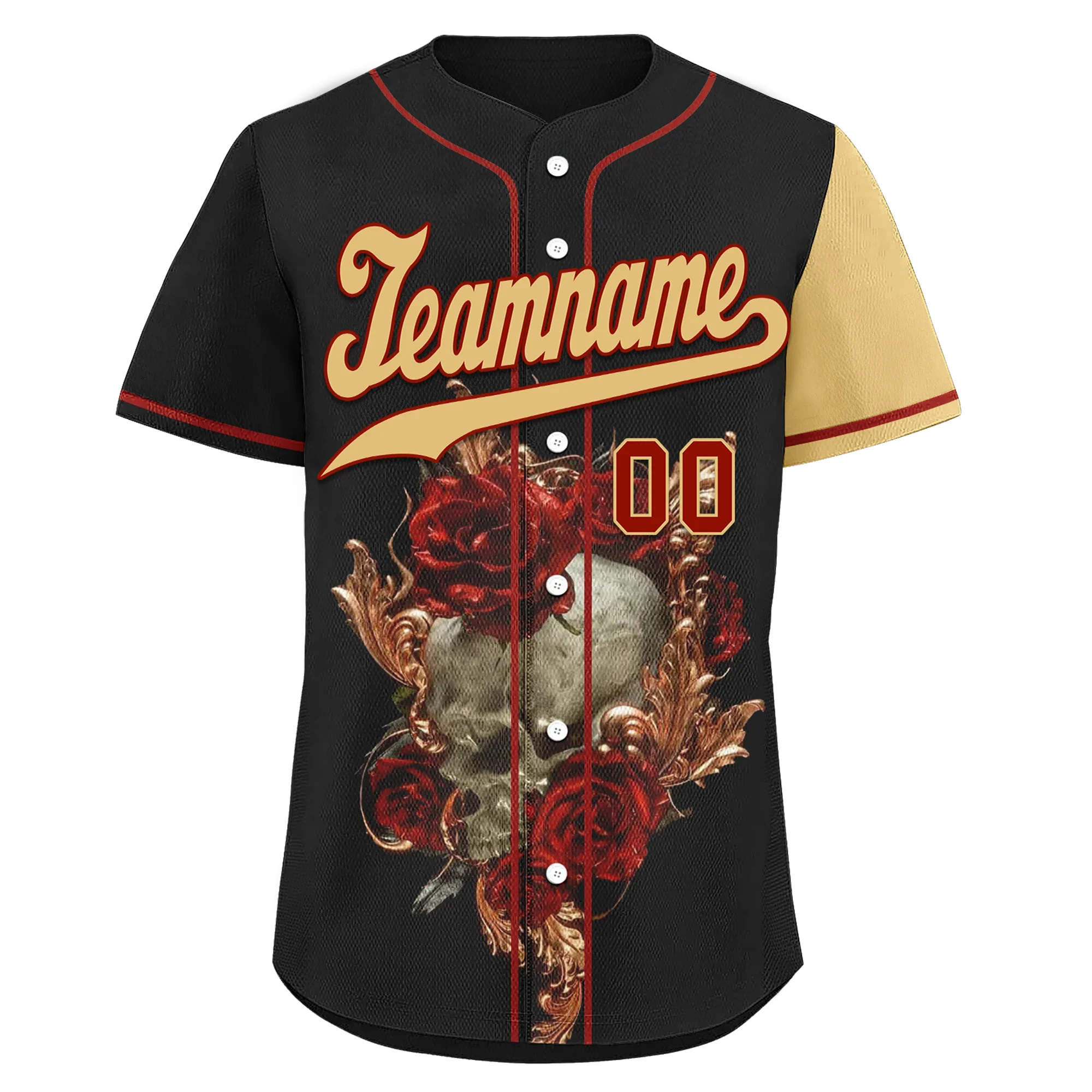 Custom Black Yellow Skull Fashion Personalized Authentic Baseball Jersey BSBJ01-D017142 - Coolcustomize