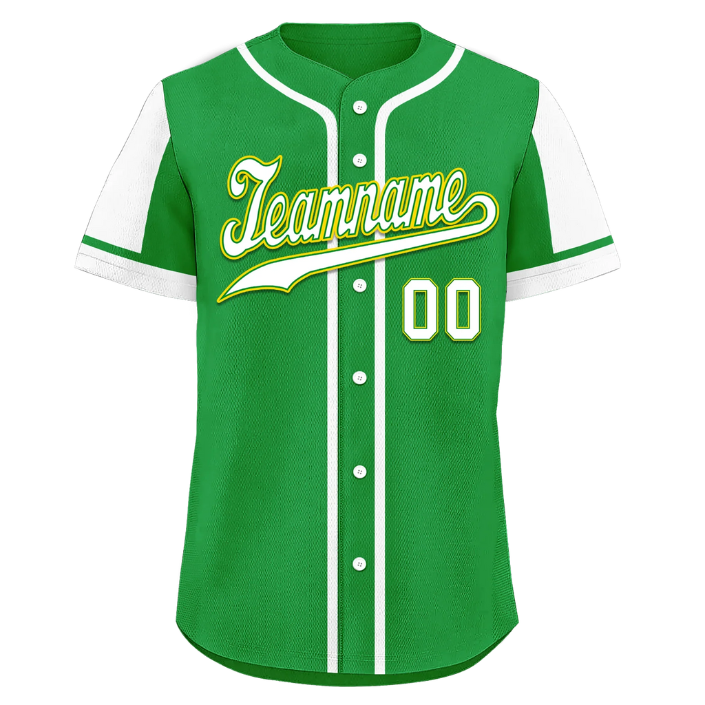 Custom Green White Raglan Sleeves Personalized Authentic Baseball Jersey BSBJ01-D017192 - Coolcustomize