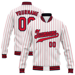 Custom White Red Stripe Fashion Jacket Bomber Full-Snap Varsity Letterman Personalized Jacket FZ005-D020219-4