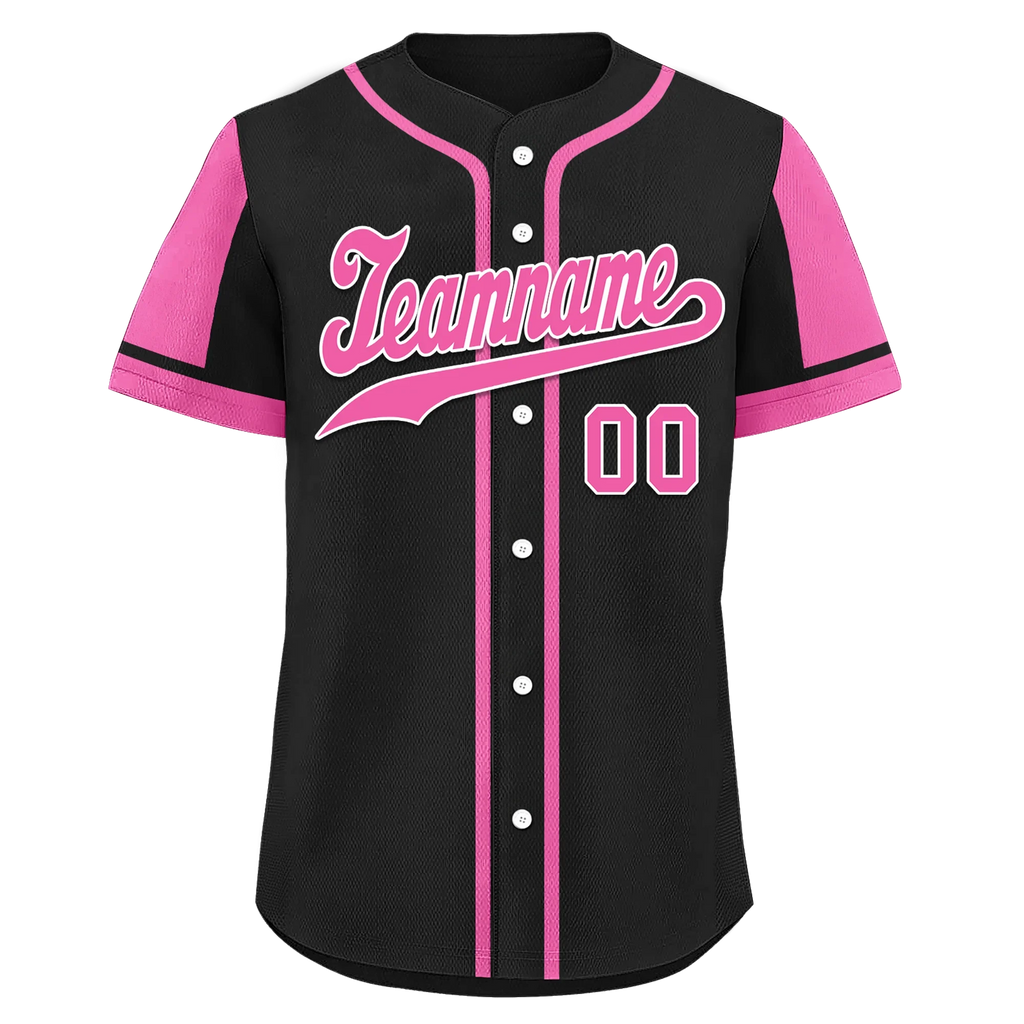 Custom Black Pink Raglan Sleeves Personalized Authentic Baseball Jersey BSBJ01-D017198 - Coolcustomize