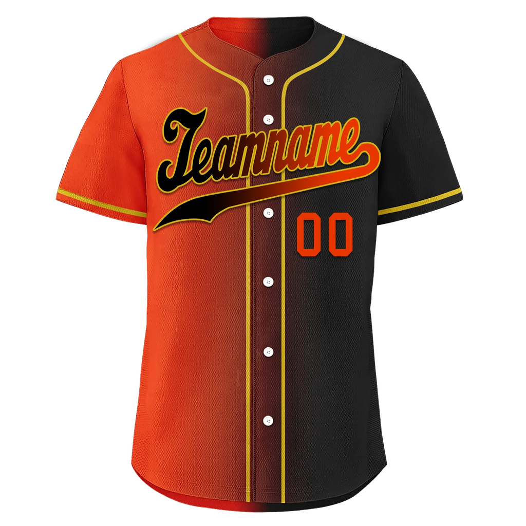 Custom Orange Black Gradient Fashion Personalized Authentic Baseball Jersey BSBJ01-D0a7aa8 - Coolcustomize