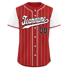 Custom Red White Stripe Fashion Personalized Authentic Baseball Jersey BSBJ01-D017222