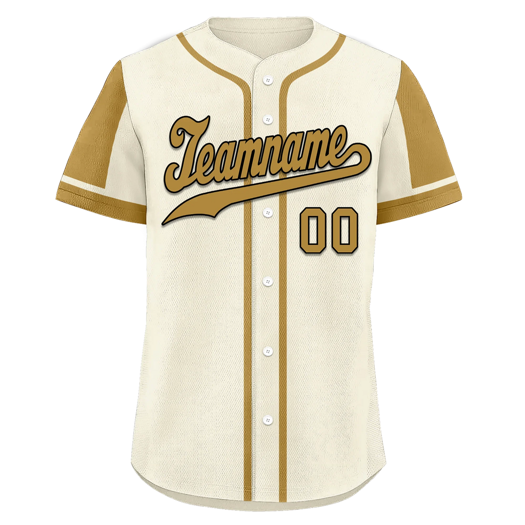 Custom Beige Raglan Sleeves Personalized Authentic Baseball Jersey BSBJ01-D017201 - Coolcustomize