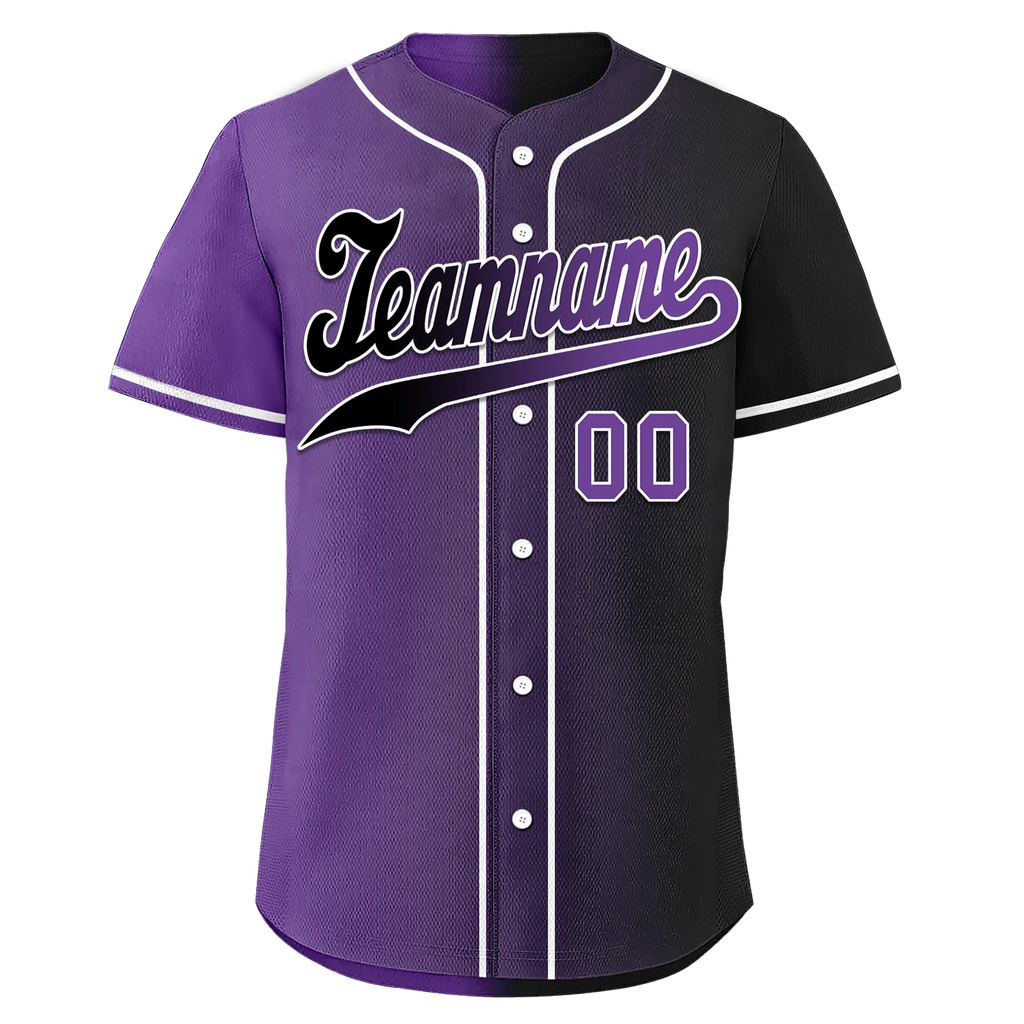 Custom Purple Black Gradient Fashion Personalized Authentic Baseball Jersey BSBJ01-D0a7090 - Coolcustomize
